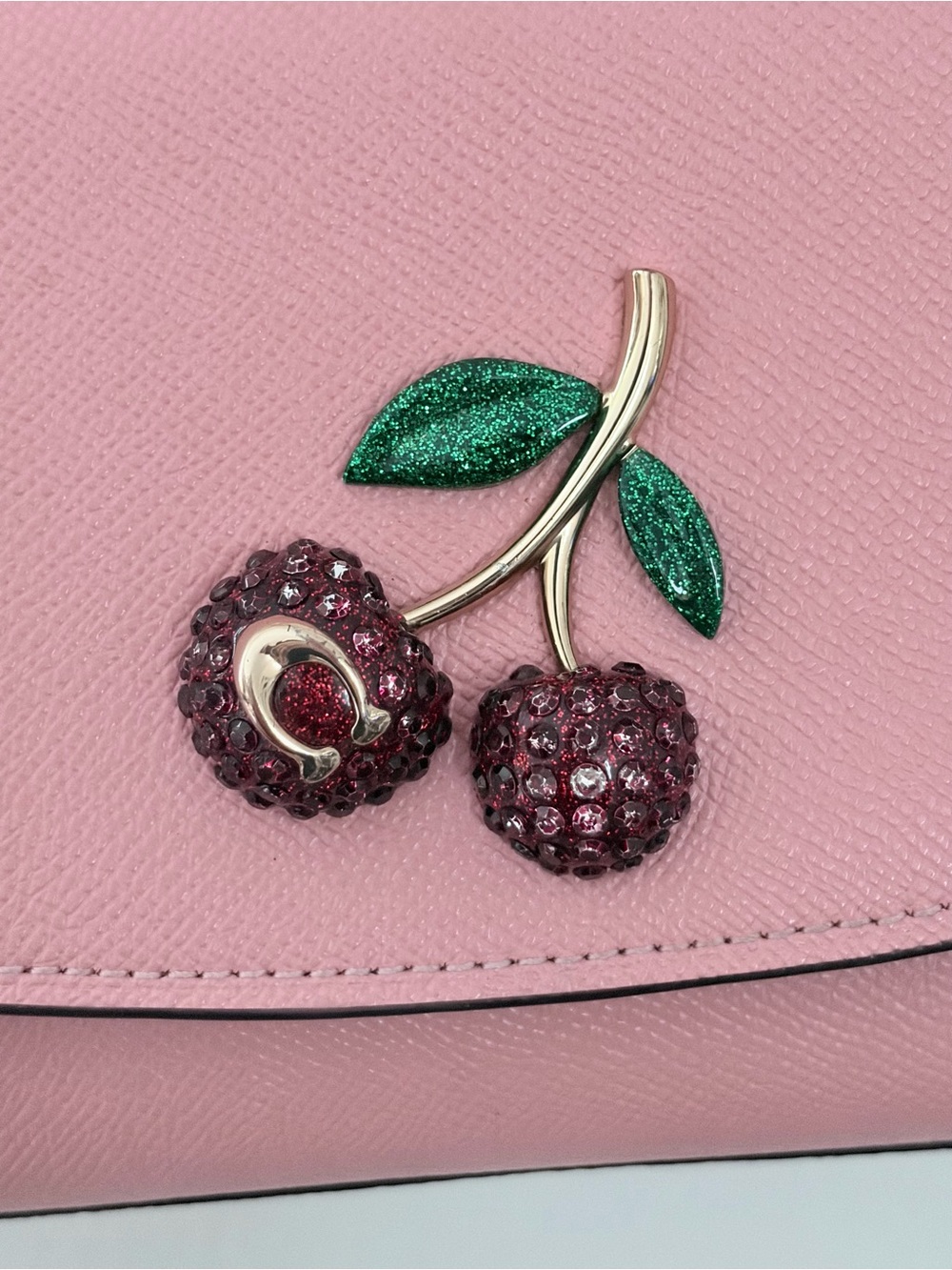 Coach Coral Pink Cherry Appliqué Top-Handle Satchel - Picture 4 of 8